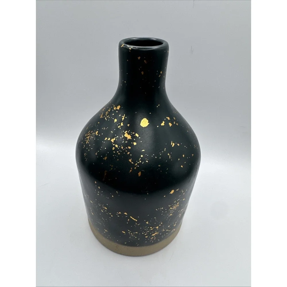 Hearth & Hand Magnolia Vase Deep Teal & Gold Flecks Modern Farmhouse Decor‎ Fall